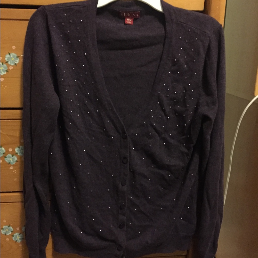 PURPLE CARDIGAN WITH DETAIL
